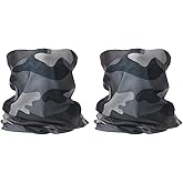 HARFINGTON 2pcs Summer Cooling Neck Gaiters Sun Protection Face Mask Fishing Neck Gaiter Sunscreen Breathable Bandana for Men Women, Camo Black-Gray