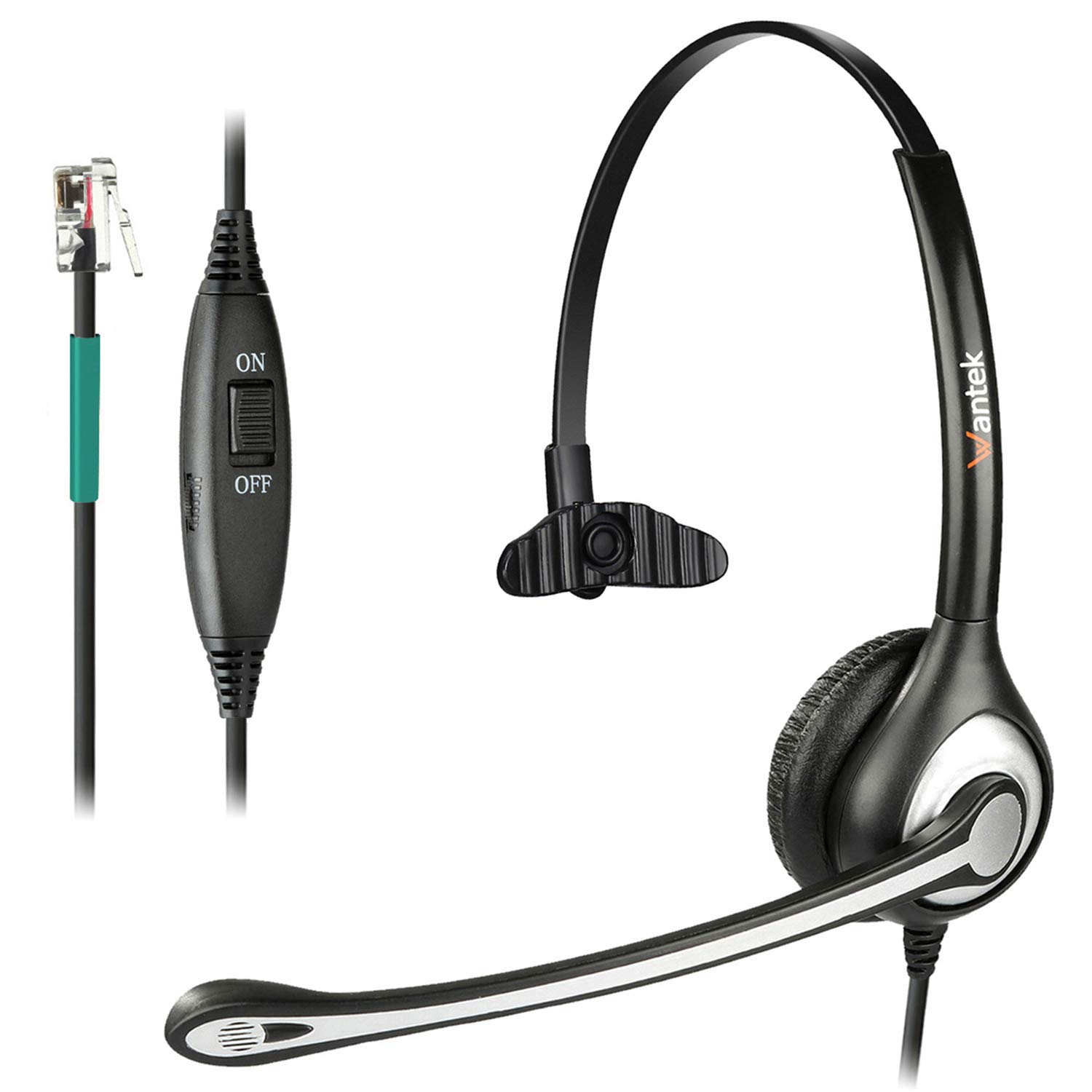 Mua Wantek Corded Telephone Headset Mono w/Noise Canceling Mic for