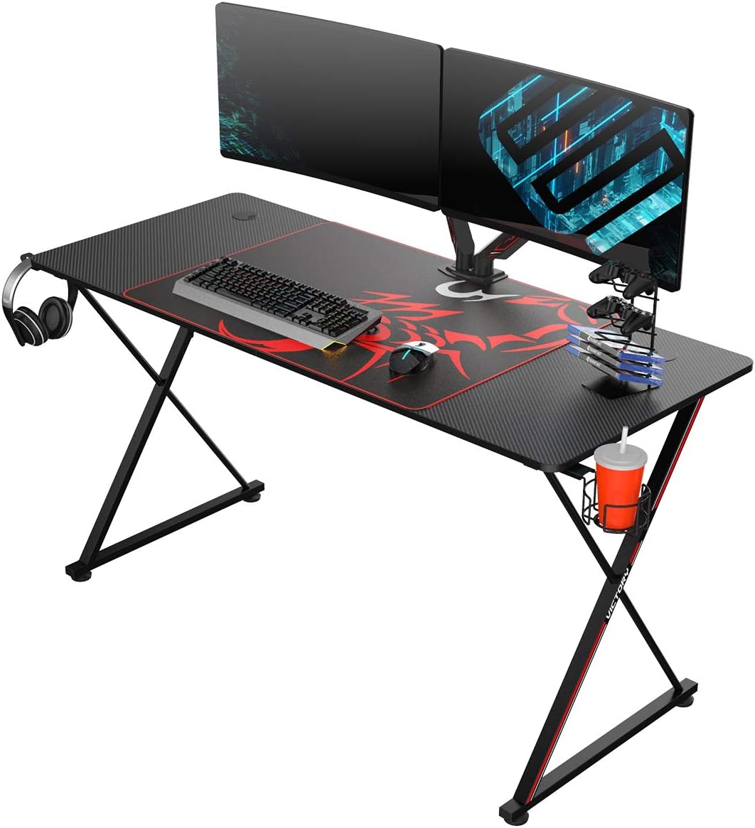 EUREKA ERGONOMIC Gaming Desk X55 Gaming Table X Shaped Gaming Computer