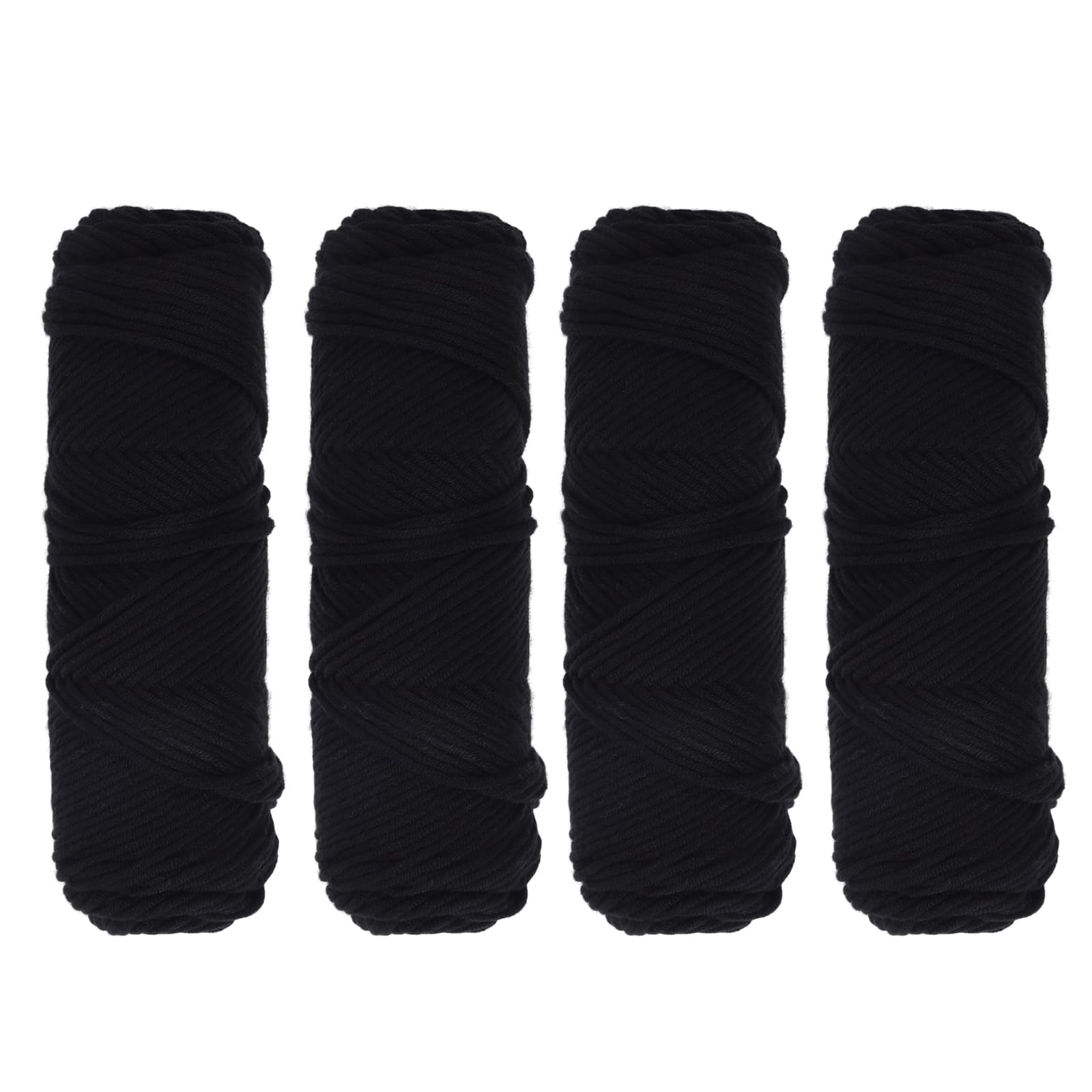 Crochet Knitting Yarn 4 x100g Crochet Yarn Wool 8 Strands of Soft and Comfortable Milk Cotton Wool Double Knitting Yarn Multi-Colored Acrylic Crochet Yarn Set for Hats Doll (Black)