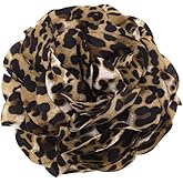 Vintage Leopard Flower Lapel Pins for Women Men Animal Leopard Print Brooches for Women Men Elegant Large Fabric Flower Pin for Dress Suit Pins Floral Rose Brooch Pin for Wedding Halloween Outfits