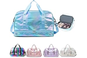 AIKELAI Sports Duffel Bag, Gym Bag with Shoes Compartment & Wet Pocket, Waterproof Overnight Bag Travel Bag Dance Bag for Girl, Weekender Bag for Women (blue)