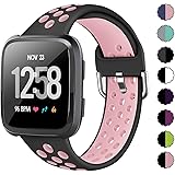 XIMU Sport Bands Compatible with Fitbit Versa/Versa 2 / Versa Lite, Soft Silicone Waterproof Breathable Sport Watch Strap Replacement Wristband Accessories Women Man for Versa Smart Watch
