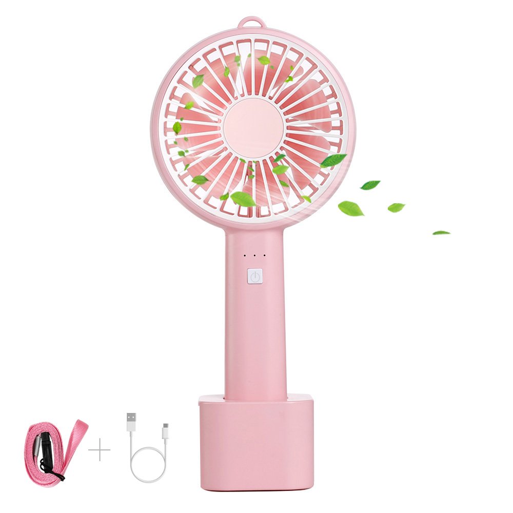 ifecco Mini Handheld Fan, Portable Mini fan with Build-in 2600mAh USB Rechargeable Fan for Outdoor Room Office Household Traveling (Pink)