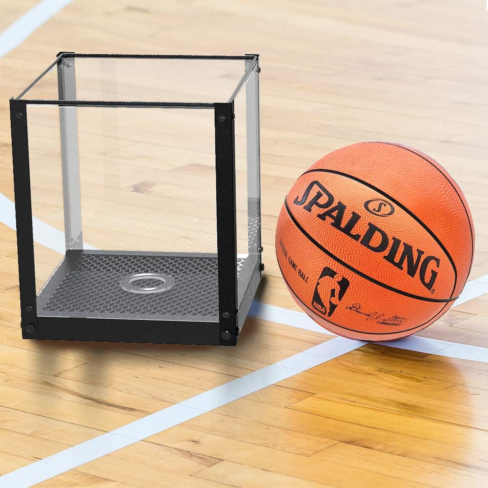 J JACKCUBE DESIGN Acrylic Basketball Display Case, Clear Display Box Showcase Holder with Metal Mesh Base for Autograph Football, Socerball, Volleyball Memorabilia Collectibles - MK633A : Sports & Outdoors
