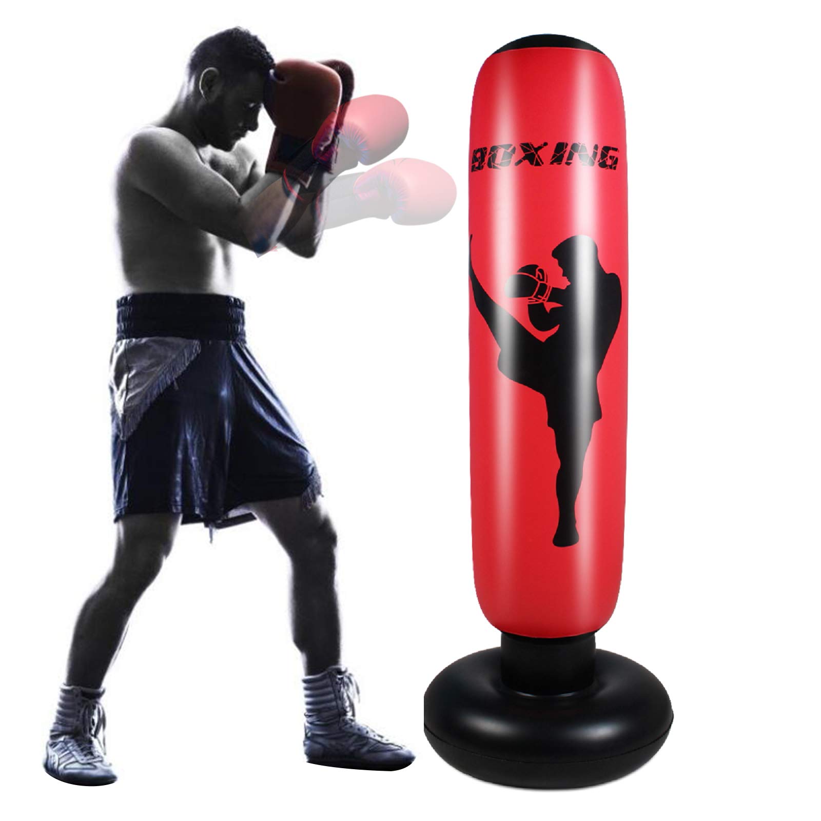 Haokaini 170cm Inflatable Free-Standing Boxing Punch Bag Fitness Punching Bag Stress Relief Sandbags Target Tower Bag Boxing Training Bag for Kids Adult Children