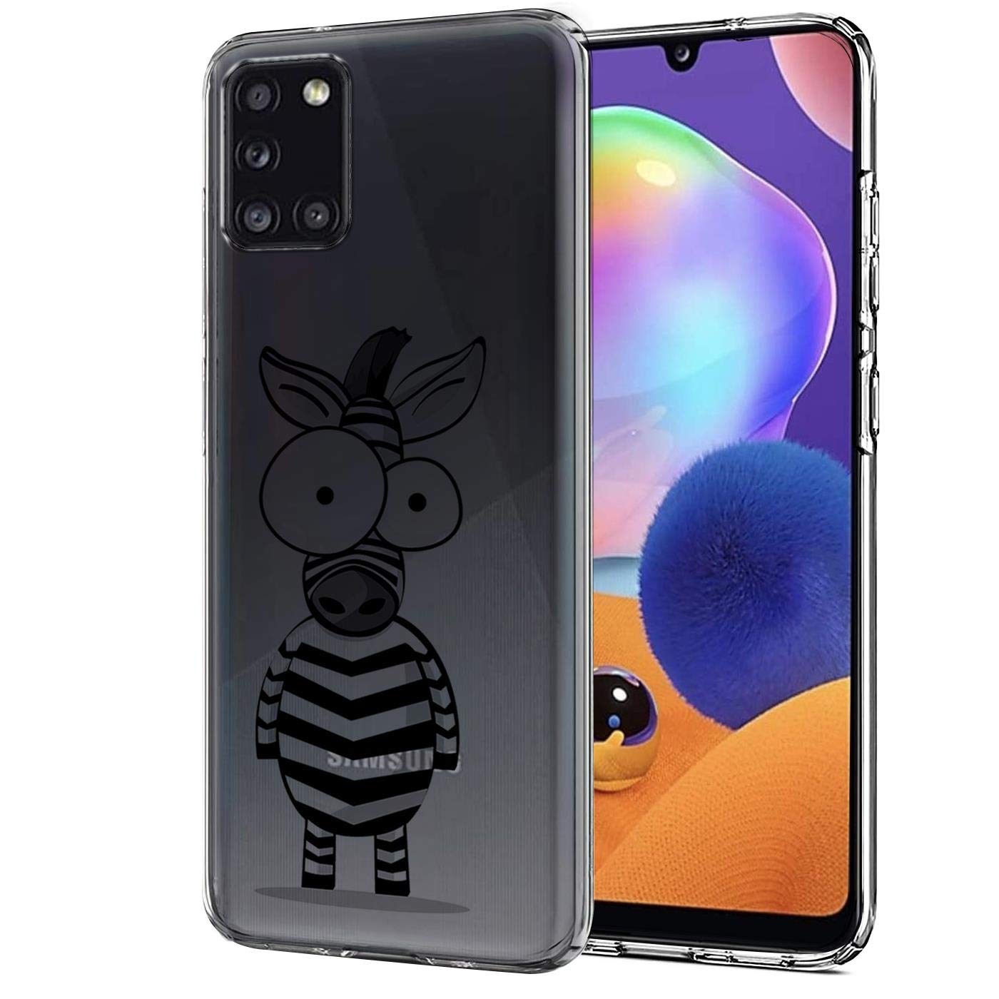 Verco Mobile Phone Case for Samsung A31, Premium Pattern Mobile Phone Cover for Samsung Galaxy A31, Soft Flexible TPU Case, Zebra Motif