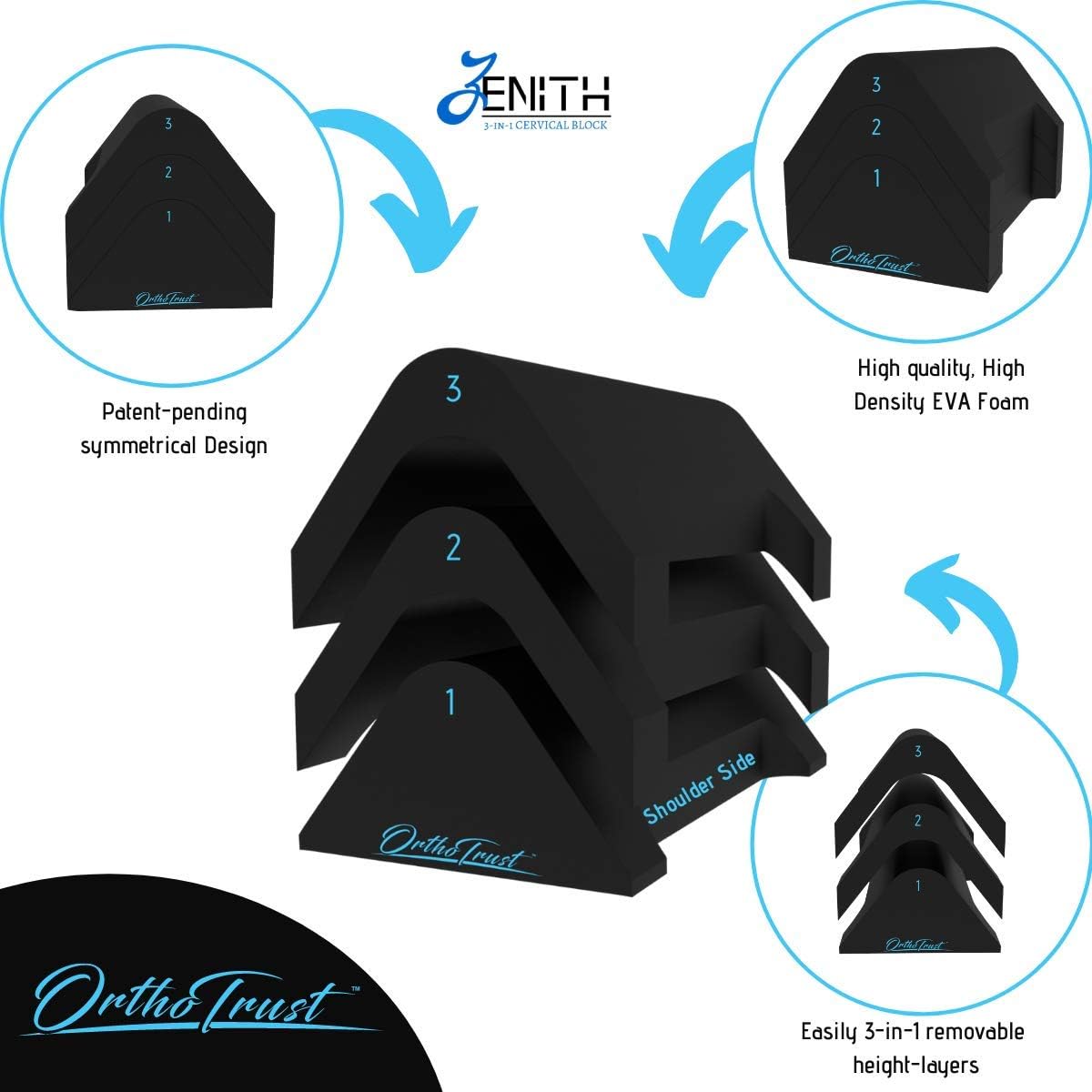 Zenith Cervical Traction Orthotic Chiropractic Neck Corrector 3-in-1 Device for Stretching Forward Head Posture Physical Therapy & Pain Relief: Health & Personal Care