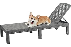 DIMAR GARDEN Outdoor Chaise Lounge,Resin Pool Lounge Chair Waterproof Recliner,Gray
