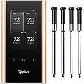 Sync Gold Wireless WiFi Meat Thermometer, 4 Slim Probes, 6 Sensors, 10x Stronger Signal, ±0.5℉ Accuracy, Smart Base Direct Setup, Reliable Reading Through Kamado Grill, BBQ, Oven, Smoker, Air Fryer