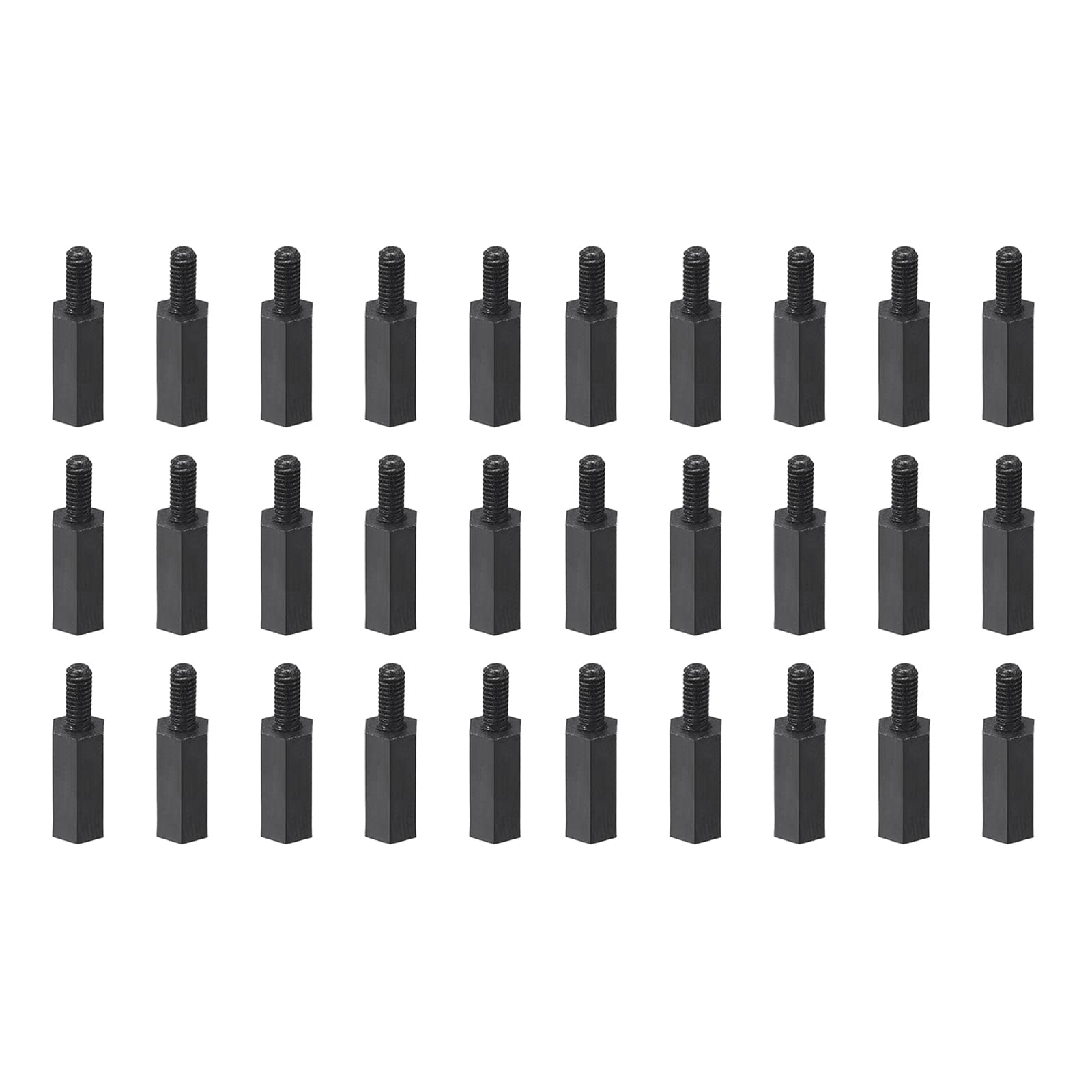 YOKIVE 30 Pcs M2.5 Standoff Screws, Nylon Hex PCB Standoffs with High Insulation Effect, Keep Height Consistent, Great for Motherboard (Black, 10mm+6mm)