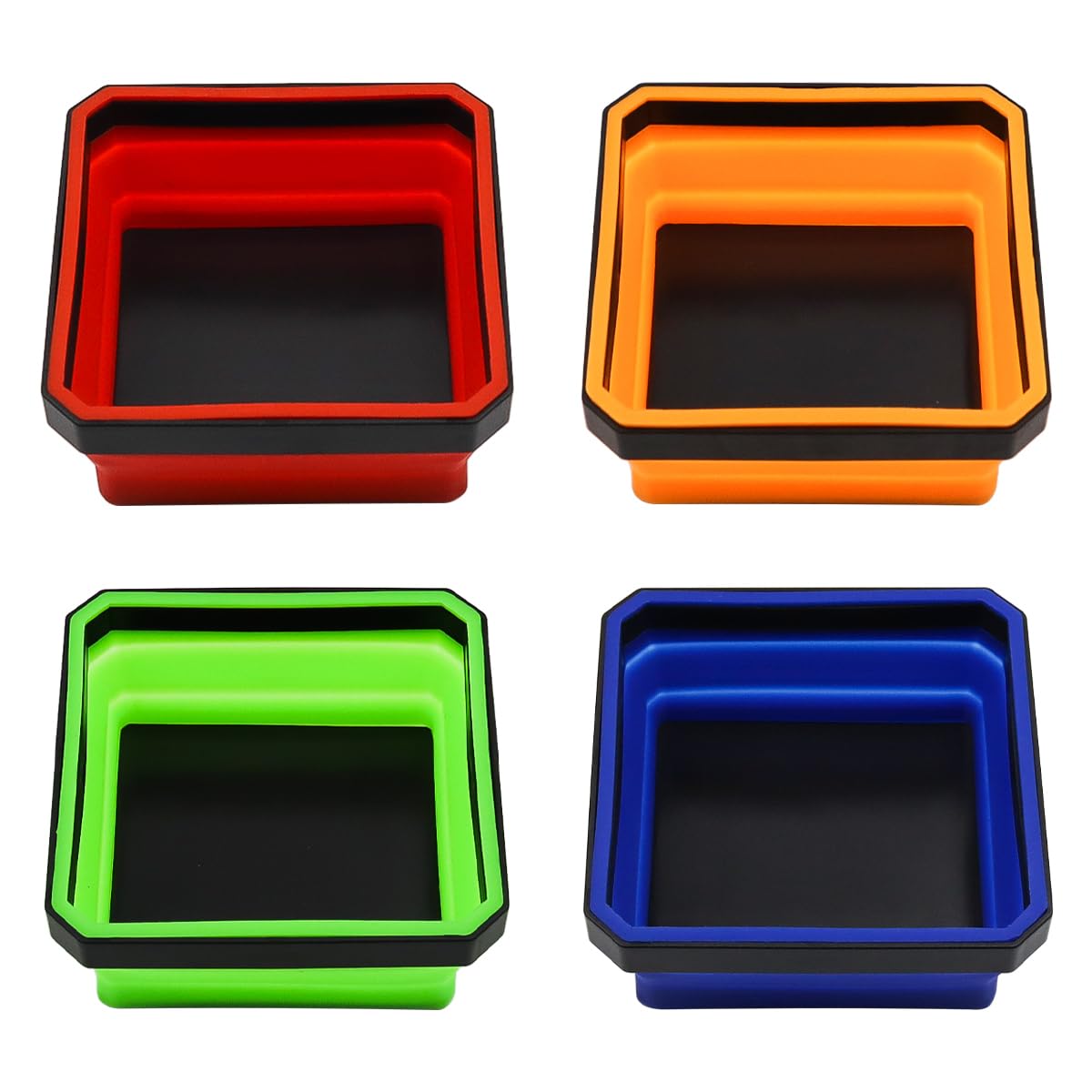 POFET 4Pcs Magnetic Tool Trays, Silicone Trays, Foldable Tool Trays, Tool Tray for Storage of Tools, Small Parts, Screws and Nuts