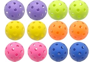 12 Pack Pickle Ball with 40 Holes, High Bounce True Flight Pickleball Ball, High Visibility Outdoor Pickleballs, High Elastic