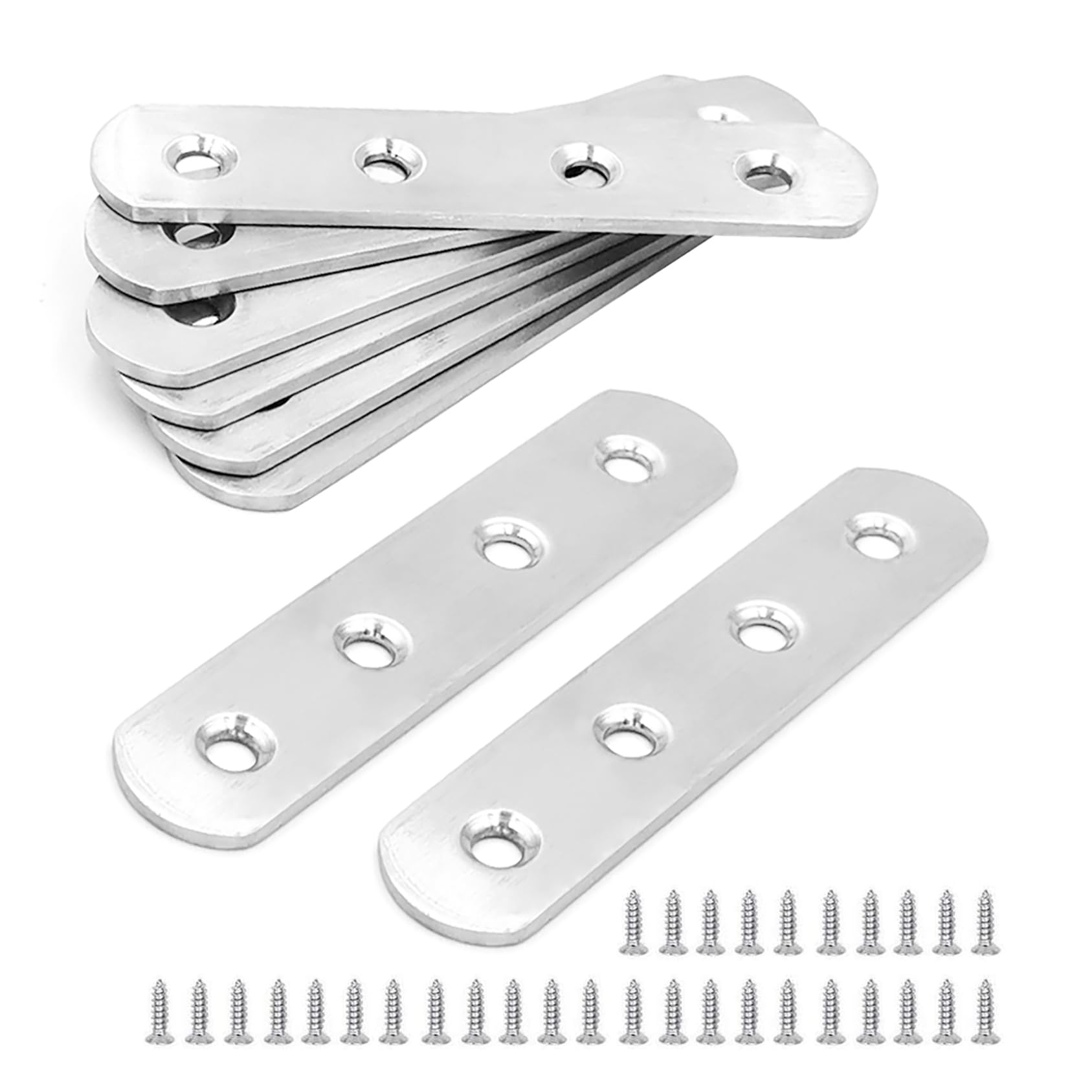 BuxiuGK 8 Pieces 94x20 mm Flat Brace Flat Bracket Stainless Steel Heavy Duty Straight Repair Joining Mending Flat Bracket for Furniture Fixation