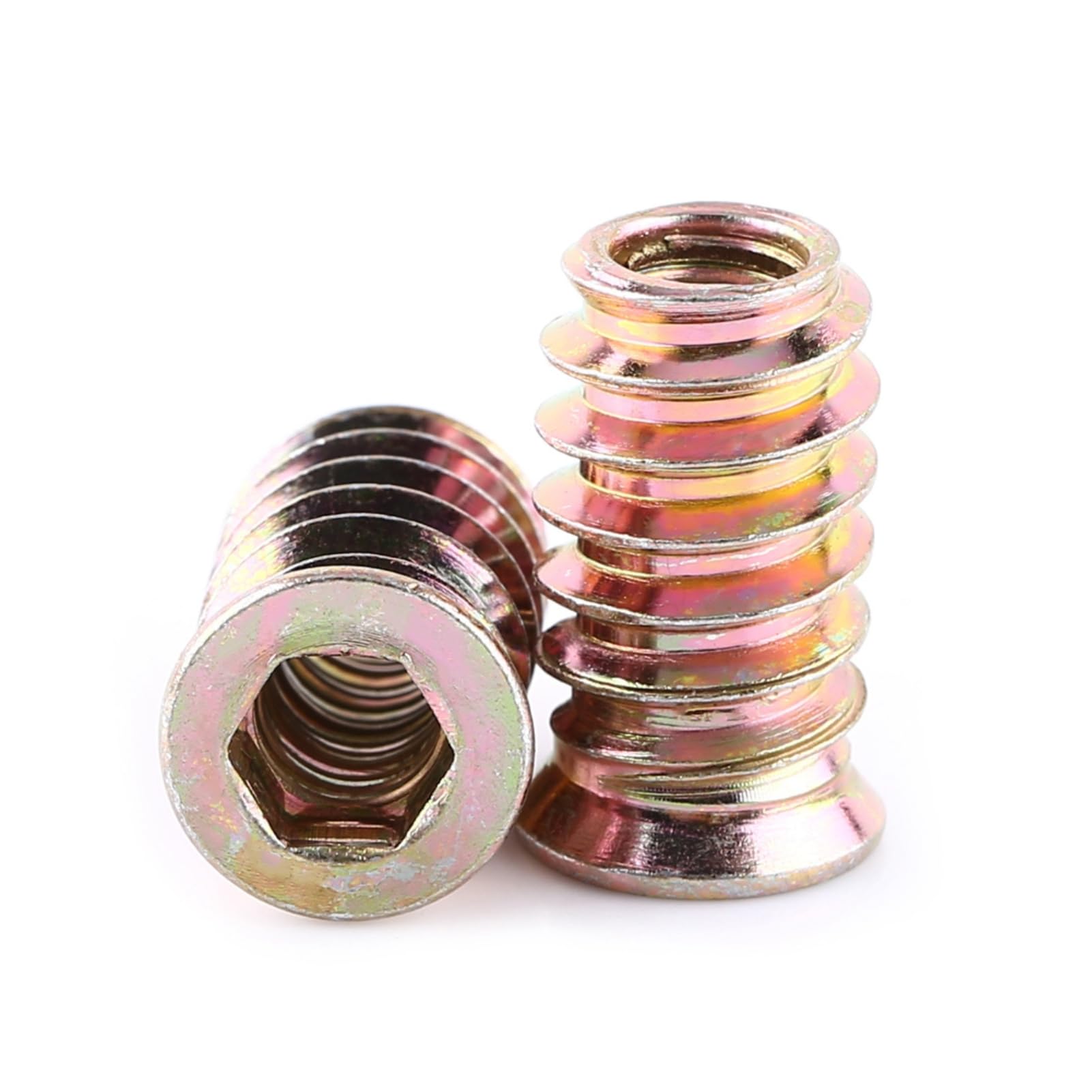 20pcs Insert Nuts, Carbon Steel Hex Socket Drive Wood Nut Threaded for Wood Furniture(M6*20mm)