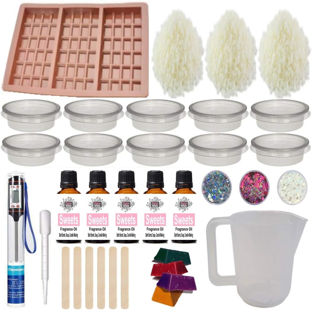 Wax Melt kit Huge Learner Fragrance Oil Tarts Moulds Glitter Colour