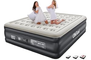 OhGeni 18Inch King Air Mattress with Built-in Pump for Guest, Inflatable Blow Up Air Bed with Carrying Bag for Camping, Raised Elevated Double High Airbed, Foldable & Portable Air Mattresses