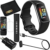 Fitbit Charge 5 Advanced Fitness & Health Tracker (Black) with Built-in GPS, Stress Management Tools, Bundle with 2 Watch Ban