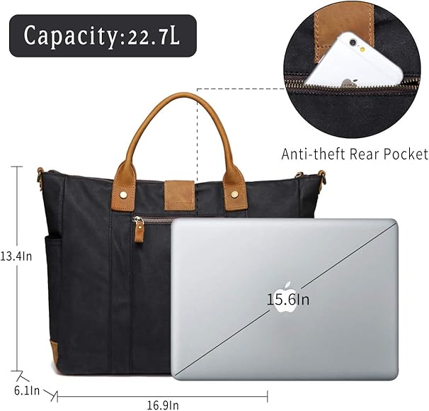 Laptop Bag for Women, VASCHY Water Resistant Vintage Leather Waxed