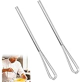 2 Pcs Mini Egg Whisks, Stainless Steel Small Whisks for Cooking Compact Tiny Kitchen Tools Gadgets Wire Whisker for Whisking Beating Blending Eggs Sauces & Coffee Frothing