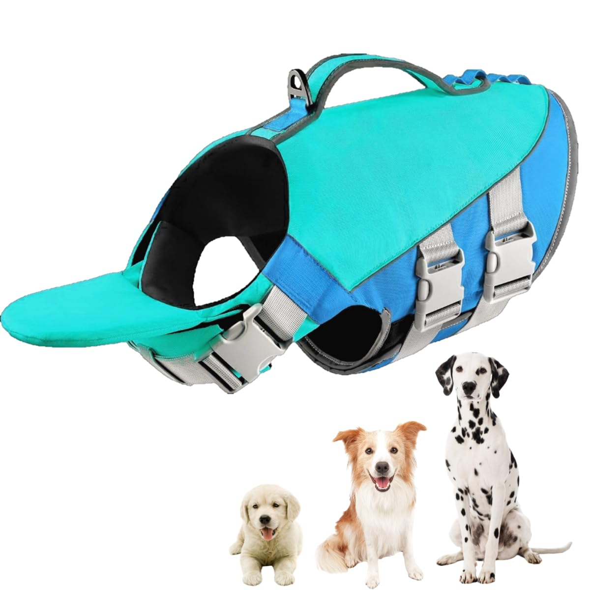 Little Bean Dog Life Jackets Adjustable Pet Swim Safety Vest with Superior Buoyancy and Rescue Handle for Dog Boating Swimming with Reflective Strips Upgraded (Blue, Small)
