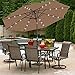 SUPER DEAL 10 ft Patio Umbrella LED Solar Power, with Tilt Adjustment and Crank Lift System, Perfect for Patio, Garden, Backyard, Deck, Poolside, and more (Solar LED - Tan)