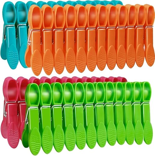 Clothes Pegs, 52 Packs Clothes Pegs for Washing Line Washing Pegs with Durable Spring, 4 Colors Washing Line Pegs Plastic Non Slip Laundry Pegs, Durable Laundry Clips, Rust Resistant
