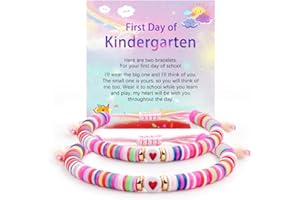 YUZHEJIE First Day of Kindergarten Pre-K Bracelet Mother Daughter Matching Bracelets Back to School Clay Beads Bracelets Jewelry Gifts