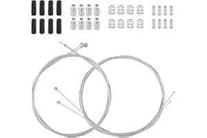 Generic 36pcs Universal Bike Cable Kit, 66.93in Steel Wire Brake & 82.68in Shift Cables with End Caps & Ferrules for Mountain