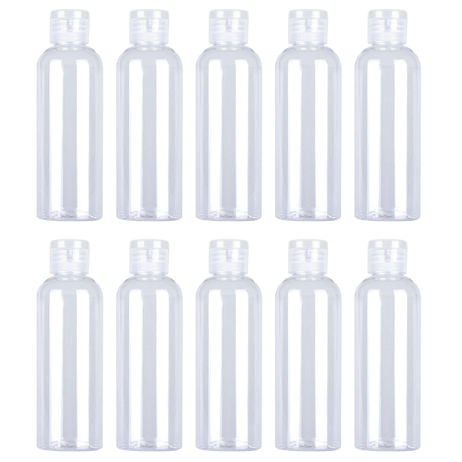 MOSTFUN 10 PCS 100ml Clear Travel Bottles Empty Transparent Flip Cap Bottles Plastic Travel Bottles with Labels for Travel or Cosmetic