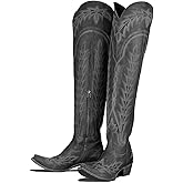 olomisa Over the Knee Cowboy Boots for Women Embroidery Cowgirl Boots Chunky Heel Side Zipper Boots Thigh High Western Boots