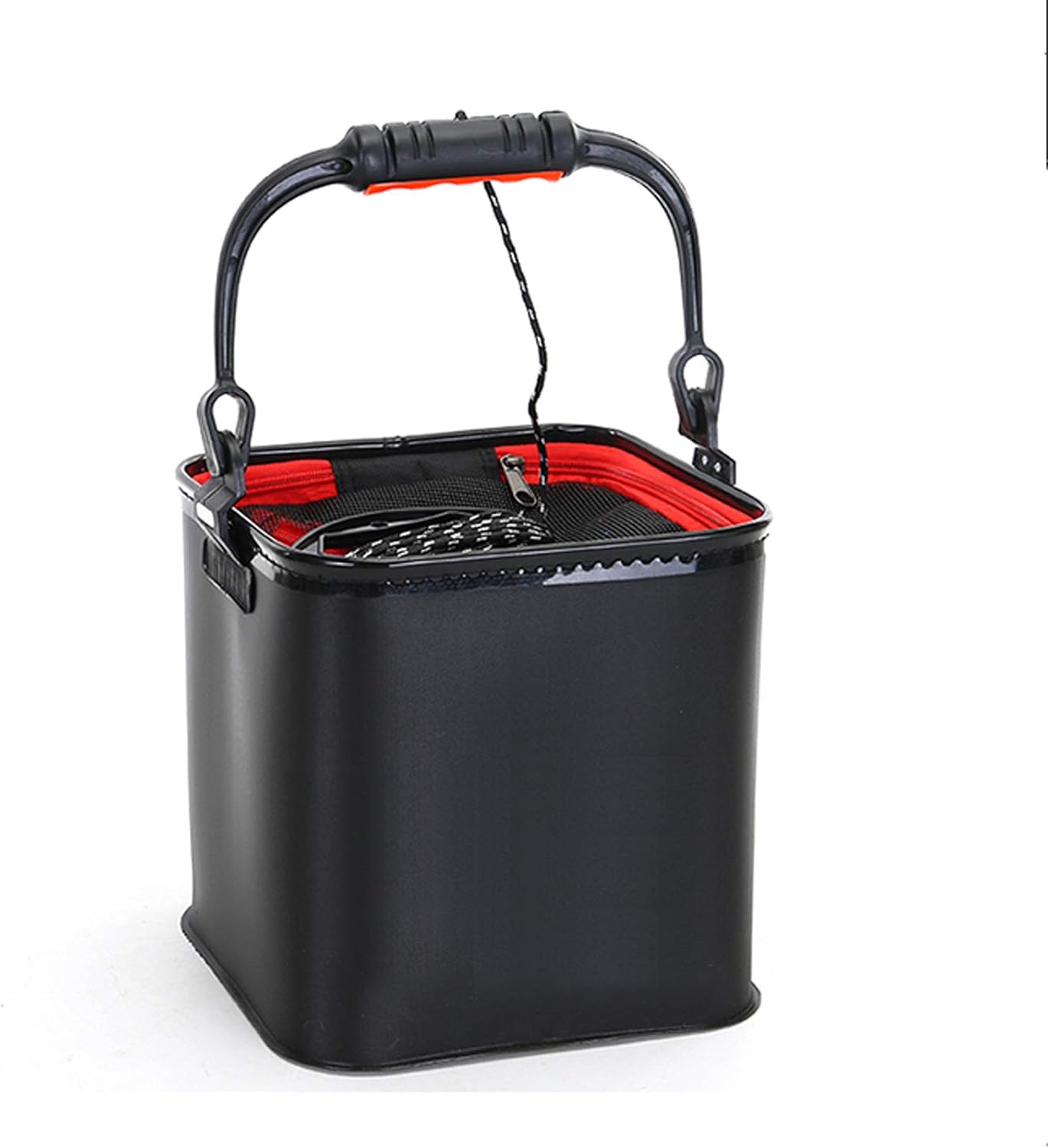 Balsar Portable Fishing Live Bait Bucket Collapsible Black EVA Bucket with Handle for Small Live