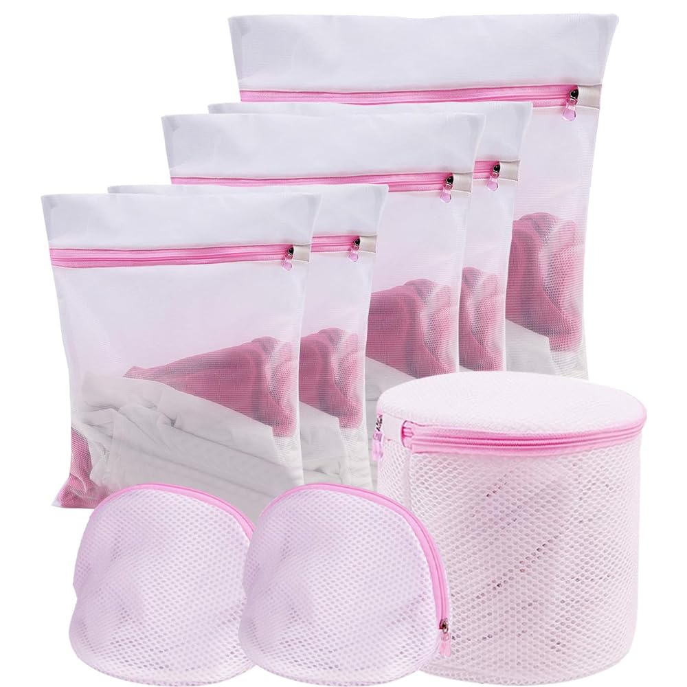 8 PCS Mesh Laundry Bags for Washing Machine, Bra Washing Machine Bag with Zips for Washing Blouse Hosiery Underwear Bra