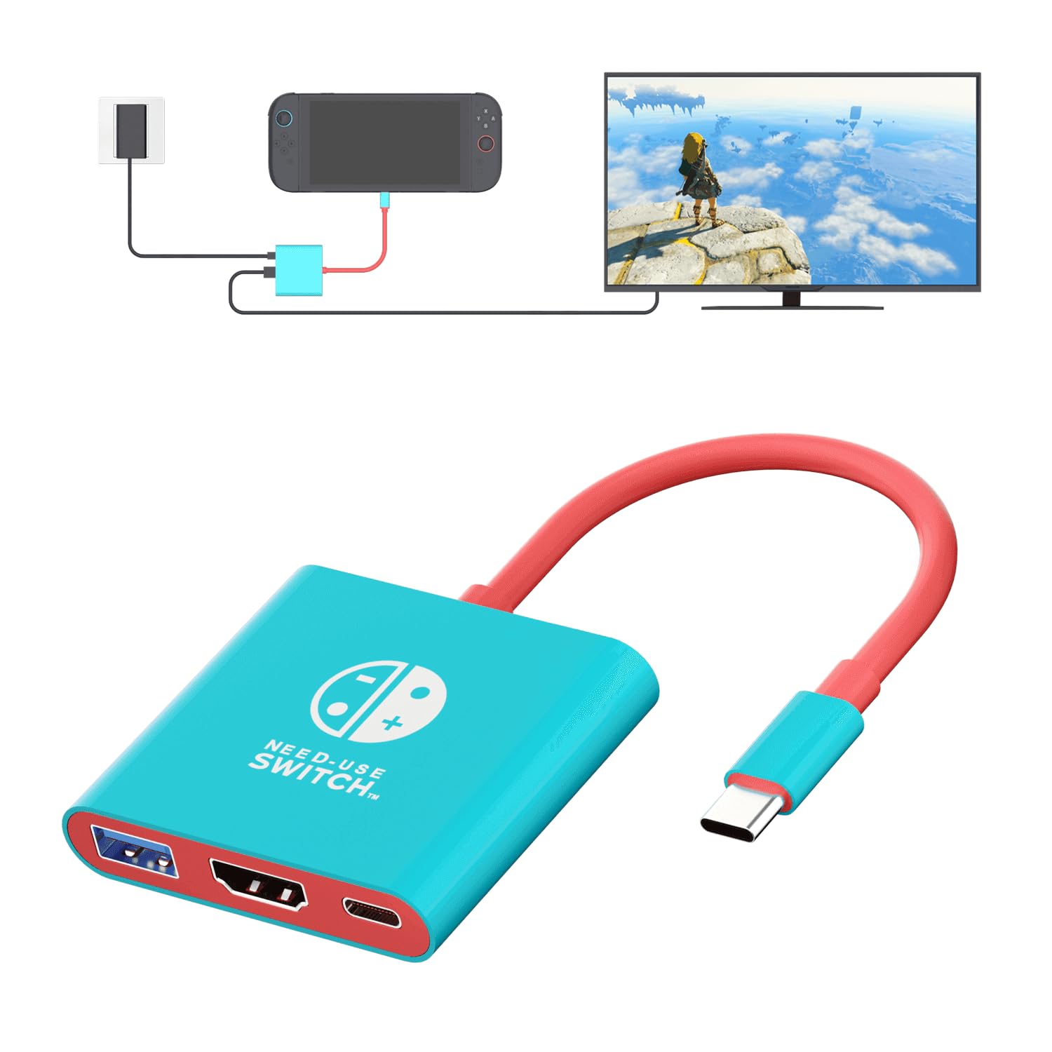 Switch 2 Dock, Portable TV Docking Station for Switch/Switch2/Steam Deck/ROG Ally/Legion GO, 3-in-1 Switch 2 Travel Dock with HDMI 4K@60Hz, 100W Charge PD Port and USB 3.0
