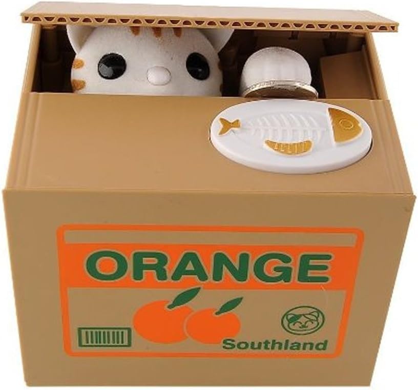 Automated Coin Bank Money Box Cash Box Animation Cat Bank Animation Orange
