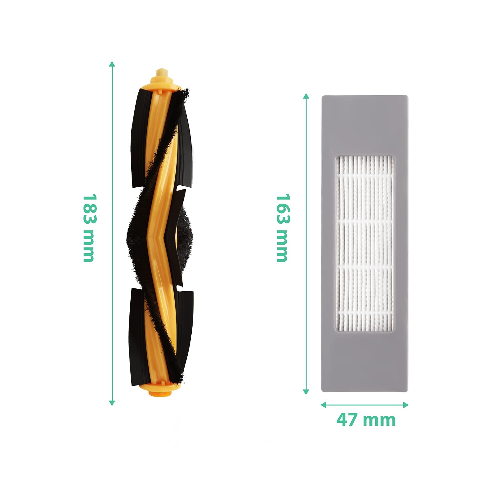 Replacement Parts for Ecovacs Deebot OZMO T9 T8 T8 Pro Max T8 AIVI T5 & N8 Pro N5 Series Robot Vacuum Cleaner Accessories, Including 1 Main Roller Brushes, 4 Filters, 8 Brushes, T8 T9 Dust Bags-14Pack