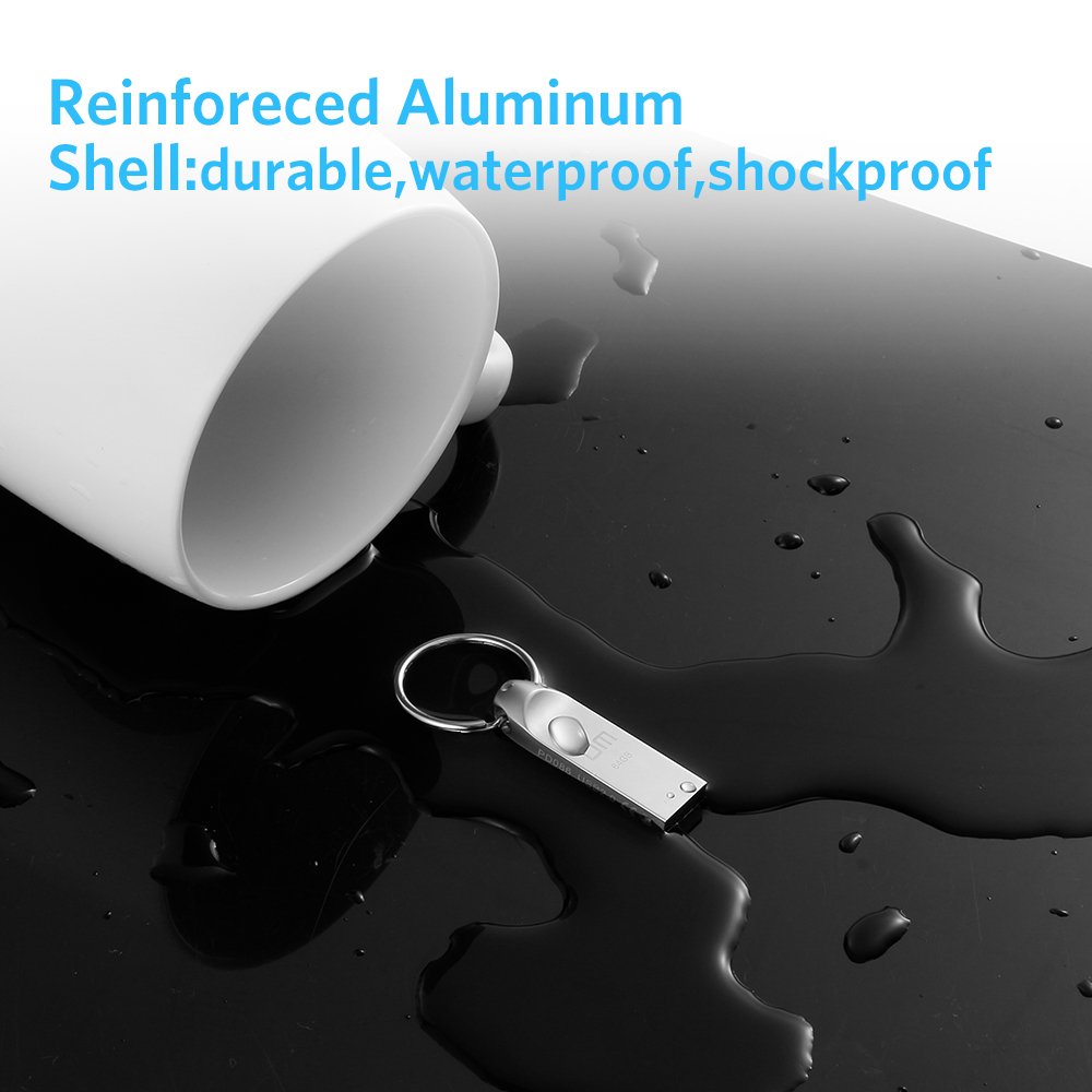 Clé USB 64 Go 64GB Pen Drive USB Clef Flash Drive Aluminium Annneau Porte-Clés Waterproof Stick Etanche pour PC Laptop Ordinateur Tablette et Les Autres USB Appareils Argent