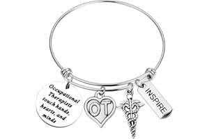 bobauna Occupational Therapy Gift Bracelet Occupational Therapysts Touch Hands Hearts and Minds Medical Gift for OT
