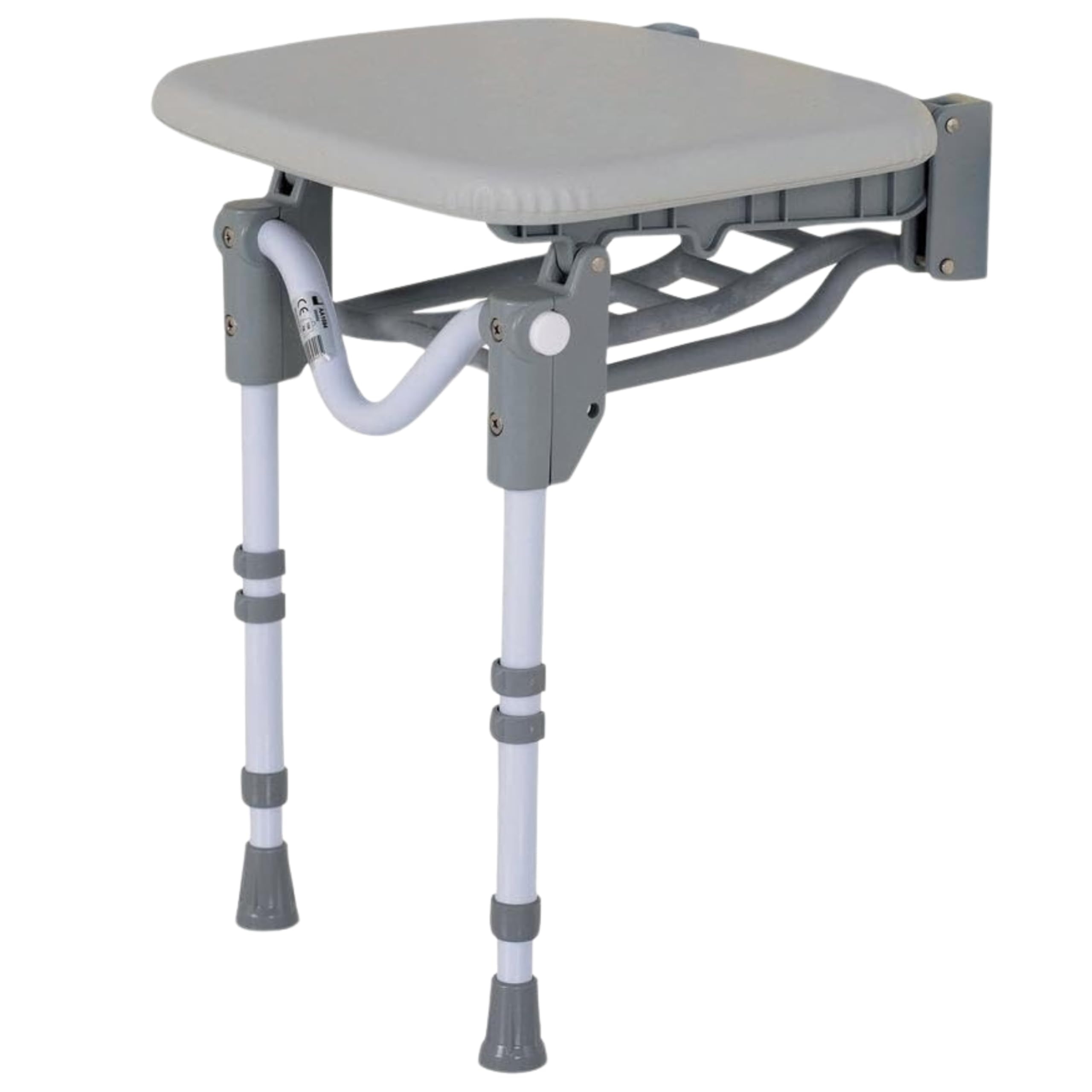 Homecraft Tooting Padded Folding Shower Seat – Wall Mounted Bathroom Seat with Adjustable Legs, Non-Slip Feet, Corrosion-Resistant Frame, Max User Weight 159 kg