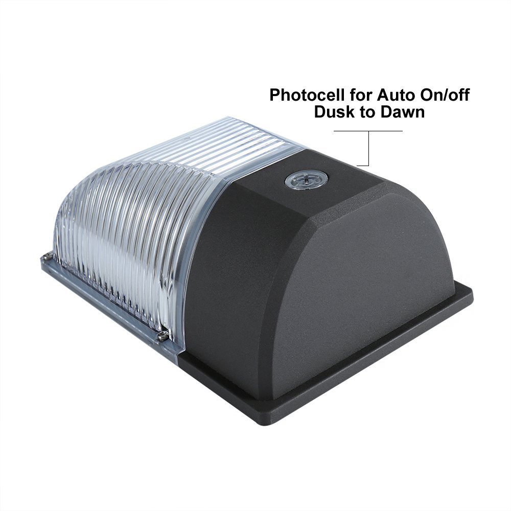 26W 3000LM LED Wall Pack Light, 120-277Vac 5000K Daylight, Photocell Dusk to Dawn Wall Pack, 150-250W MH/Hps Replacement, Outdoor Security Lighting Fixtures, Clear Lens (Bronze)