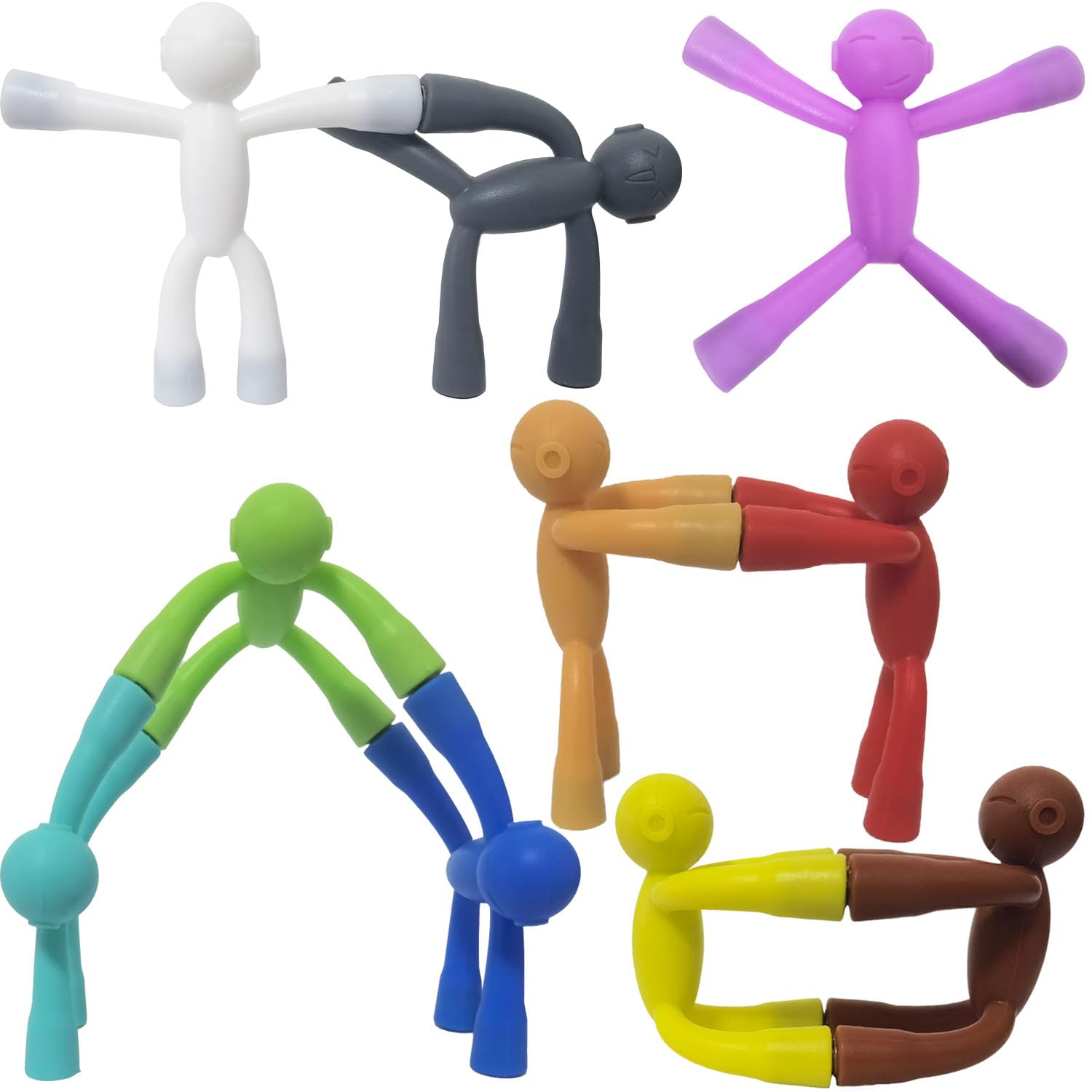 JRD&BS WINL Super Fun Great Travel Toys for Kids Anxiety Relief For All Age 10 Pcs Mini Man Magnet Toys Birthday Gifts for 4-8 Old Educational for Boys Girls (Solid)