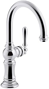 KOHLER K-99264-CP Artifacts Single-Hole Bar Sink Faucet with 13-1/16-Inch Swing Spout and Arc Spout Design, Polished Chrome