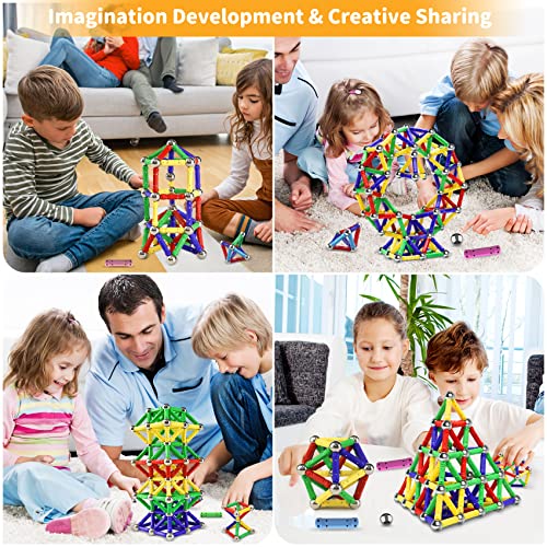 Jvchengxi 320 Pieces Magnetic Constructions Kids, Magnetic Building Blocks Sticks, Montessori Stackable Construction Toys, Educational Toys Gifts Set for Adults and Children