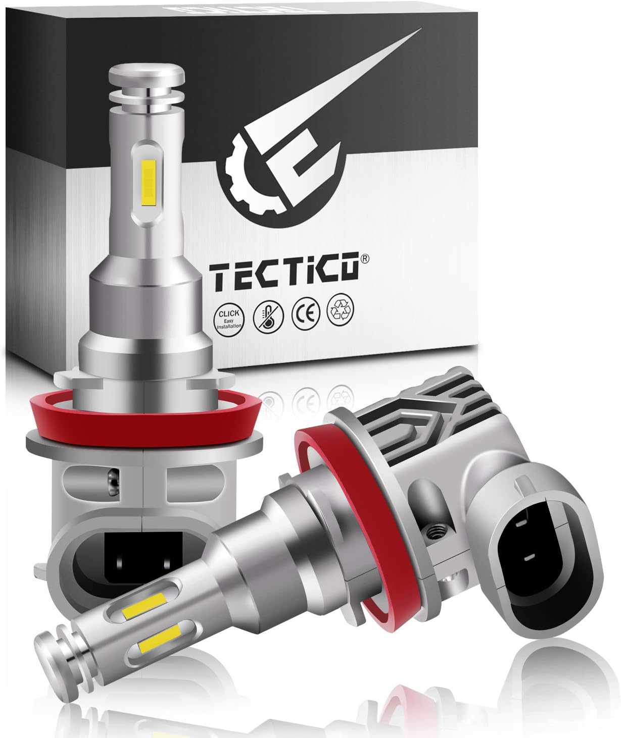 TECTICO H8 LED Angel Eyes Fog Lights 6000K Xenon White Canbus Error Free 12V 40W Headlight Bulbs DRL Halo Ring for E60 E92 E90 E91 E93 E70 X5 E71 E72 X6 E82 E87 E61 E63 E64