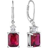 Starchenie Women's Dangle Earrings Sterling Silver Leverback Earrings Princess Brilliant Cut Birthstone Jewelry