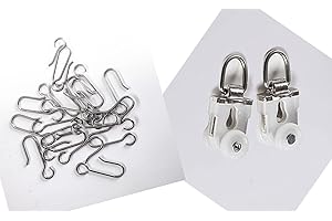 Track Rollers£¨20 pcs£© and Metal Curtain Hooks for Drapes (22 PCS), TOM TOOL Upgraded Aluminum Curtain Track -Special Access