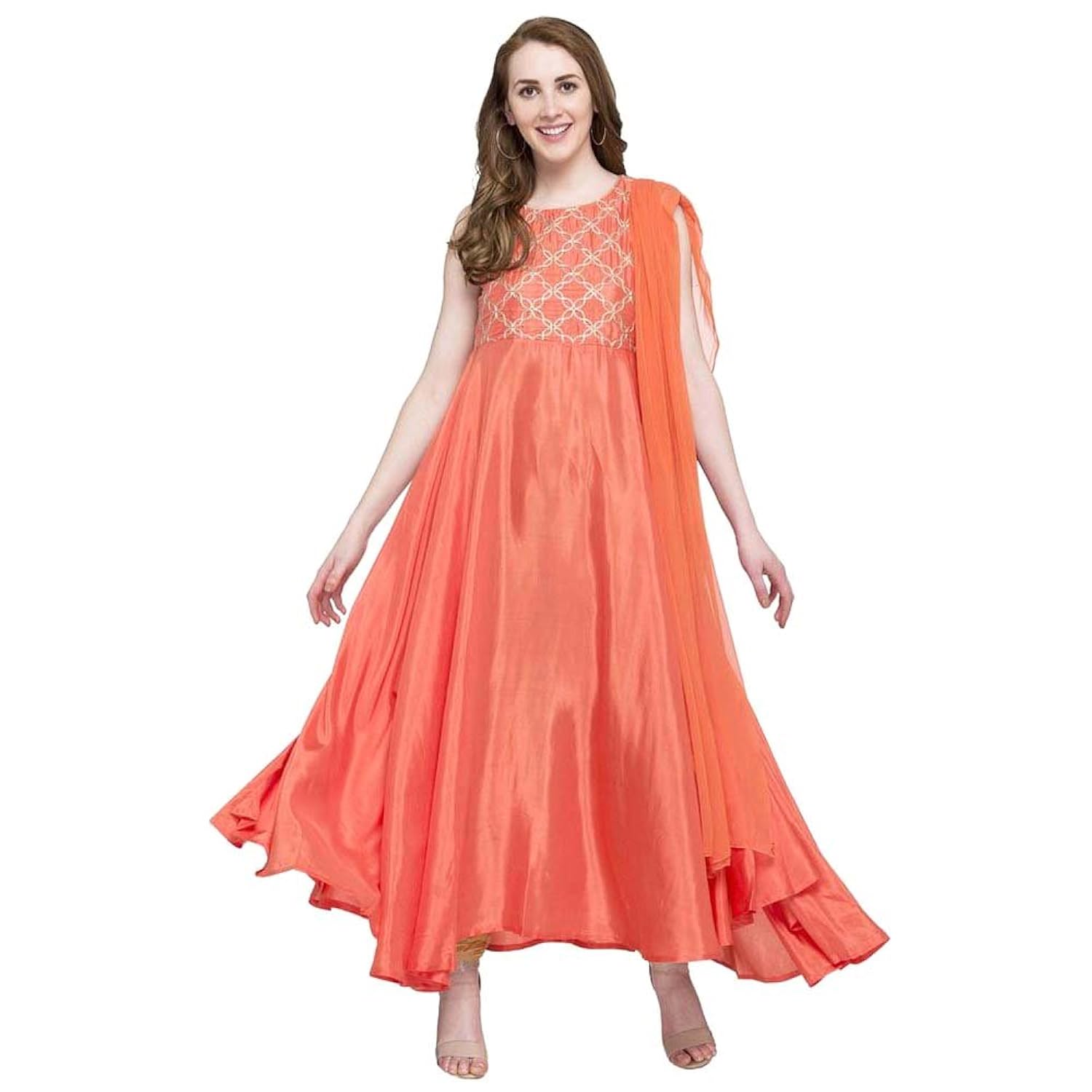 kashish by shoppers stop womens round neck solid churidar suit