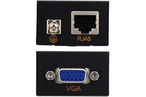 VGA Extender, 60M VGA RJ45 Extender Cat5/ Cat6 Ethernet Cable, with 1 Transmitter, 1 Receiver, VGA to Standard TCP/IP
