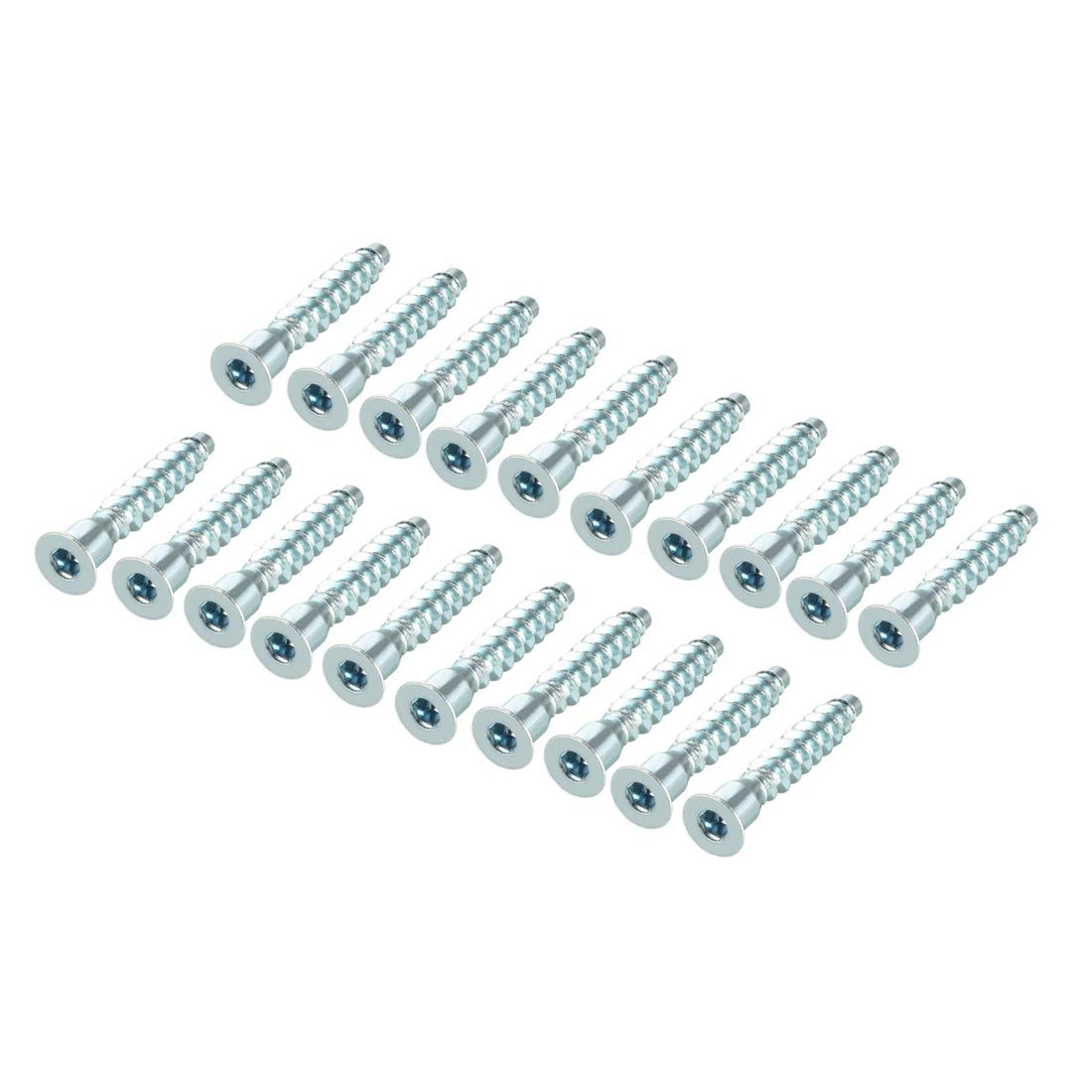 sourcing map Furniture Confirmat Screw 7x39mm Hex Socket Wood Screws Zinc Plated 20pcs