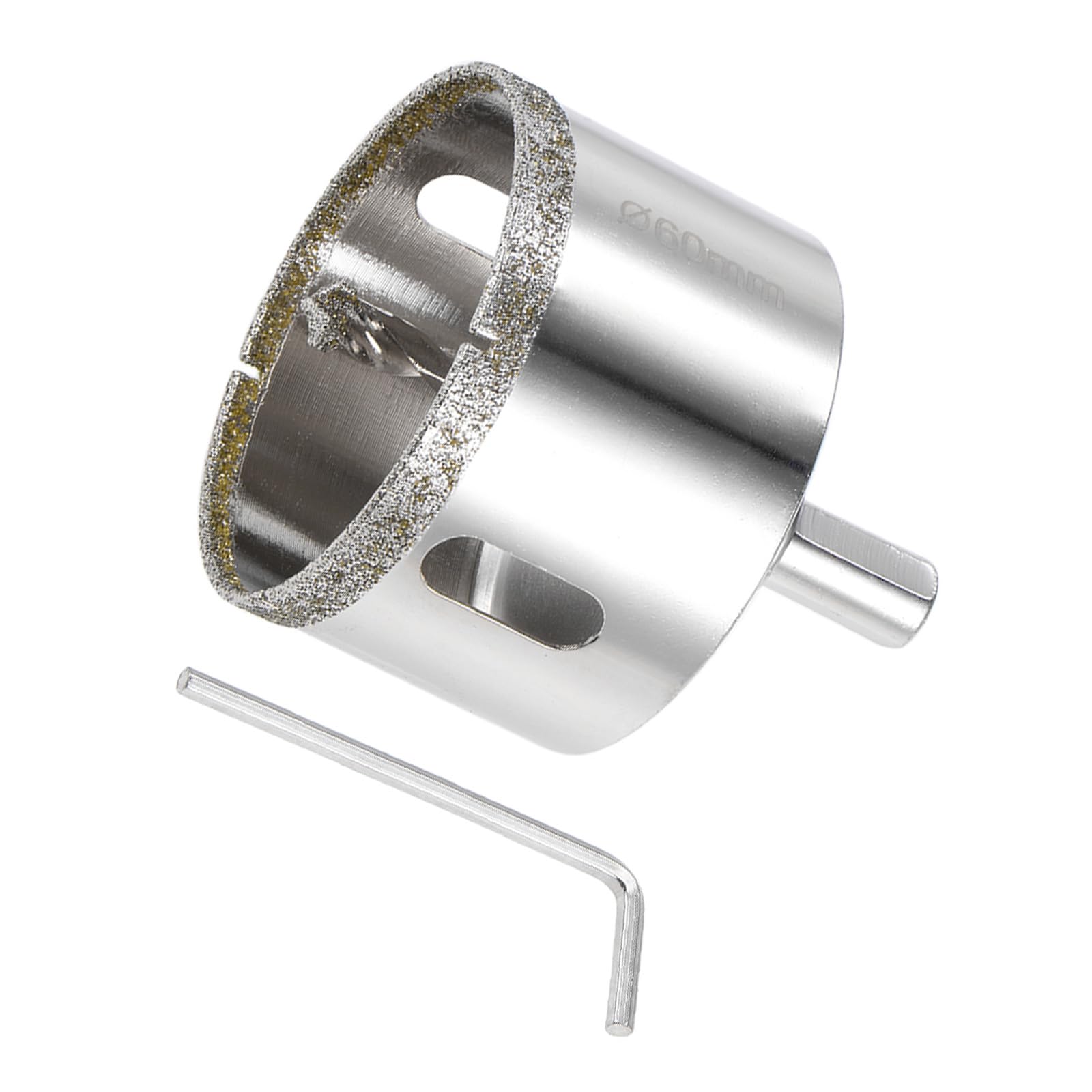 CoCud Diamond Hole Saws Drill Bits, 60mm / 2-3/8" Drilling Diameter, White Zinc Plated with Center Guide Drill Bit - (Applications: for Glass Ceramic Tiles Marble Stone)